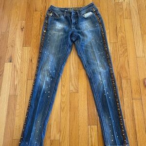 Dereon Blue Jeans with Brown Side Accents